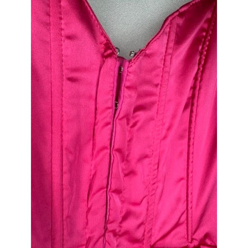 375. Sugar Thrillz Hot Pink Satin Ruched Bodycon Mini Dress Size XXS - Picture 4 of 9
